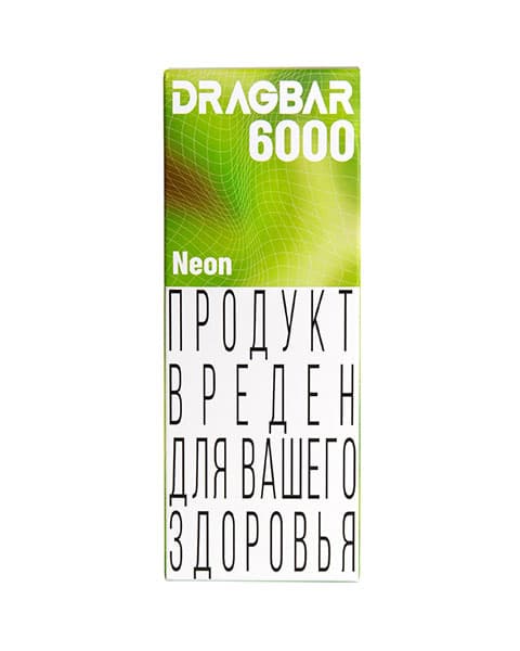 Комплект электронной системы курения ( многоразовая ) DRAGBAR 6000 - 650 mAh - Кислый Киви ( Neon ) ( 2 + 10 мл. Крепость 17 ± 3 мг\ мл )