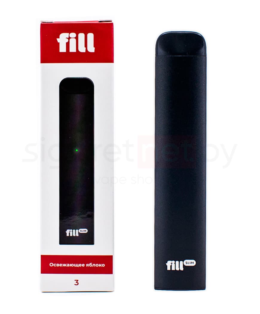 Одноразовая электронная сигарета FILL SLIM  - 280mAh ( 1,8 Ом \ 1,5 мл. ) Яблоко с Куллером ( крепость 30 мг. \ мл. )
