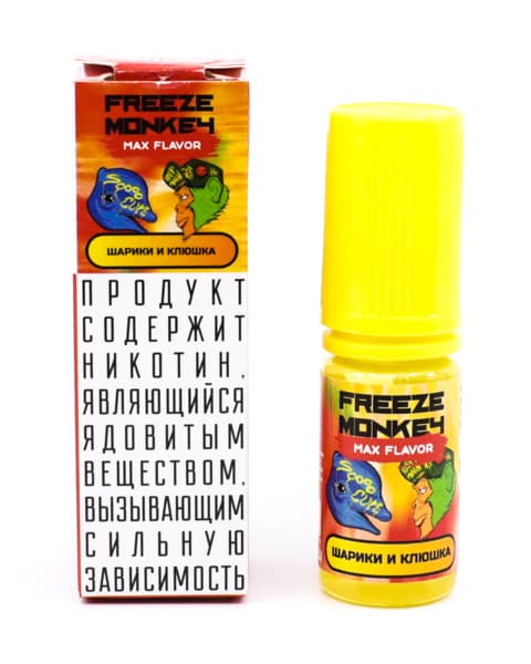 Жидкость Freeze Monkey MAX FLAVOR SALT - Шарики и Клюшка 10 мл ( 15 ± 3 мг ) ( Банан Клубника )