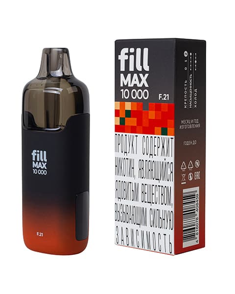 Одноразка fill MAX 10000 - 650 mAh - Мандарин ( F21 ) ( 10 мл. Крепость 17 ± 3 мг\ мл )