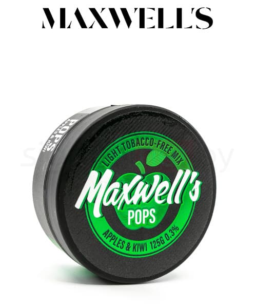 Бестабачная смесь для кальянов Maxwells - Pops ( Яблоко и Киви ) 125 г ( Light 0,3% )