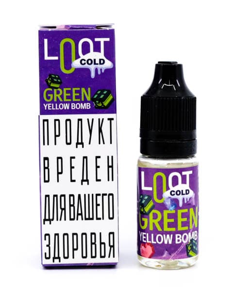 Жидкость Loot Cold SALT - Green Yellow Bomb 10 мл ( 15 ± 3 мг ) ( Киви Манго )