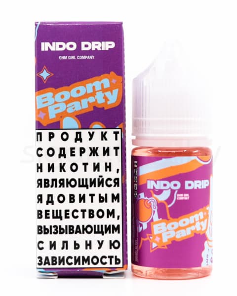 Жидкость INDO DRIP SALT - Boom Party 30 мл ( 17 ± 3 мг ) ( Смородина Апельсин Клюква )