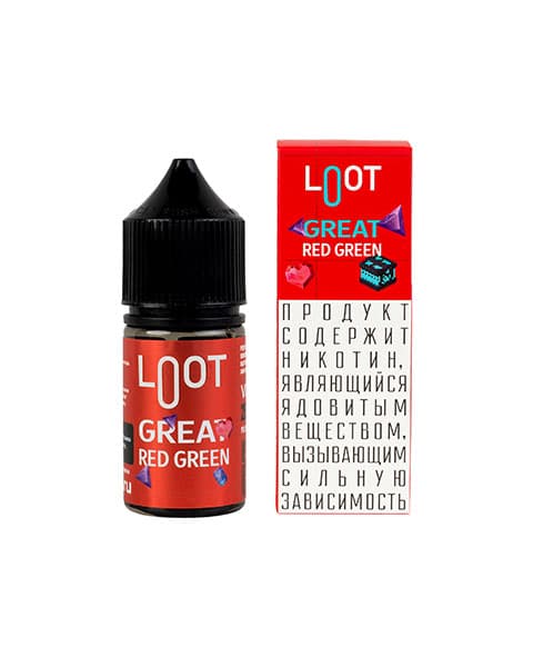 Жидкость Loot SALT - Great Red Green 25 мл ( 15 ± 3 мг ) ( Яблоко Гранат )