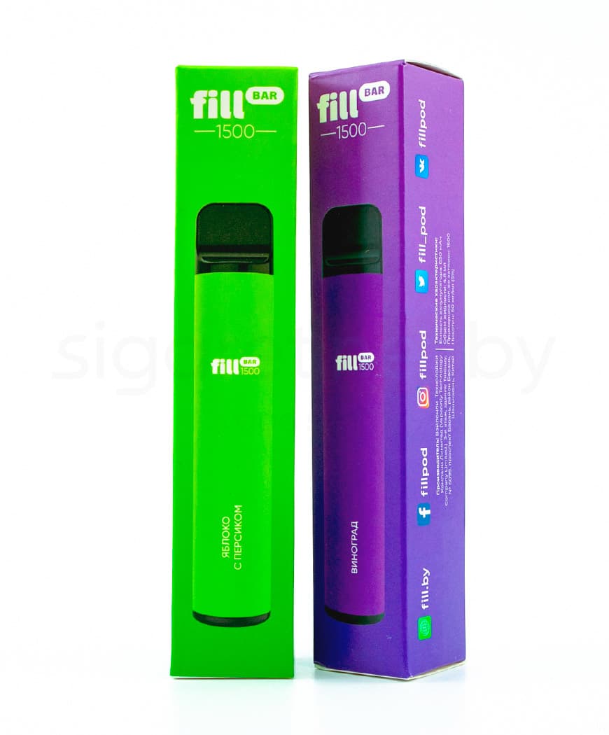 Электронная система курения ( одноразовая ) Fill Bar 1500 - 850 mAh - Яблоко с Персиком ( 4,8 мл. Крепость 20 мг\ мл )