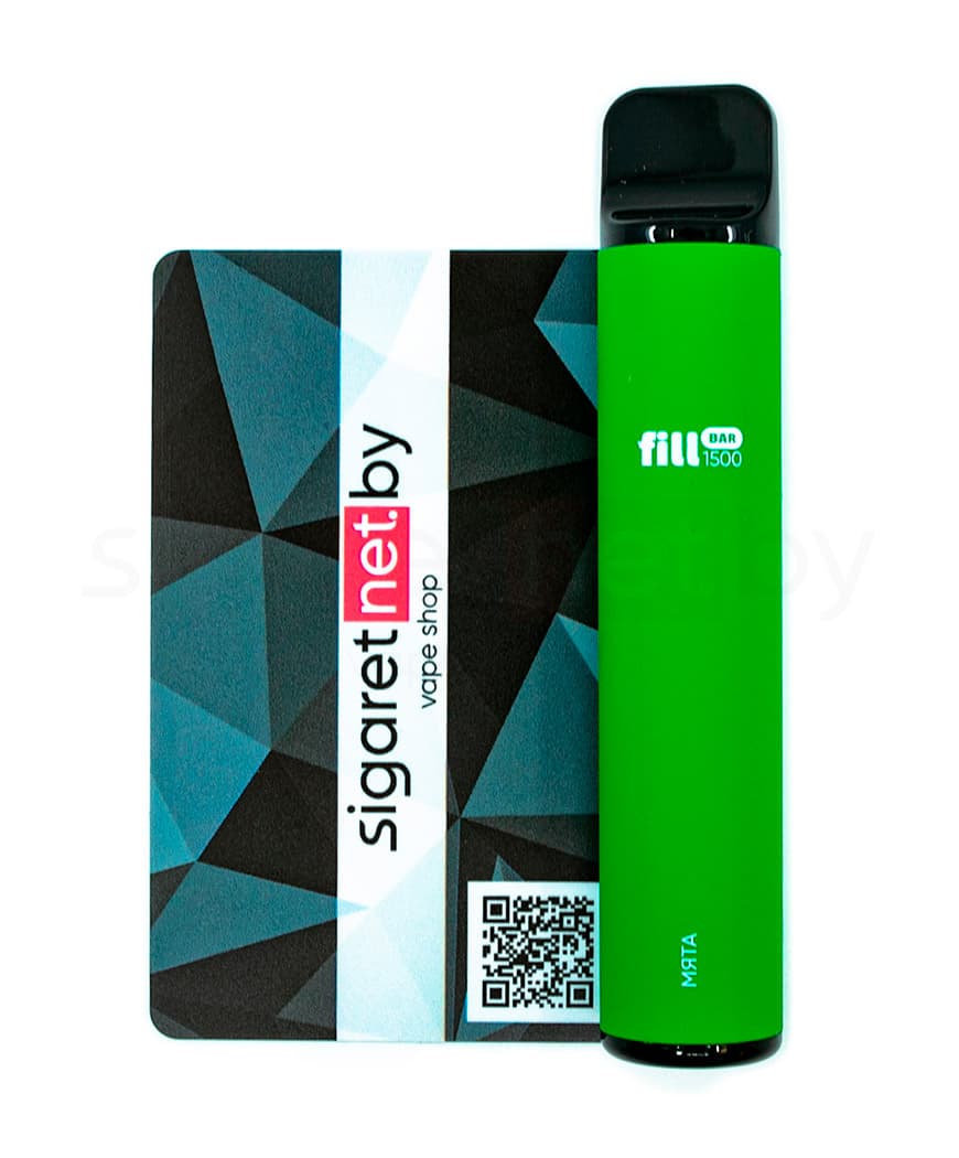 Электронная система курения ( одноразовая ) Fill Bar 1500 - 850 mAh - Мята ( 4,8 мл. Крепость 50 мг\ мл )