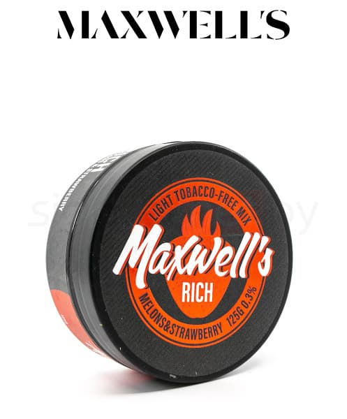 Бестабачная смесь для кальянов Maxwells - Rich ( Дыня и Клубника ) 125 г ( Light 0,3% )