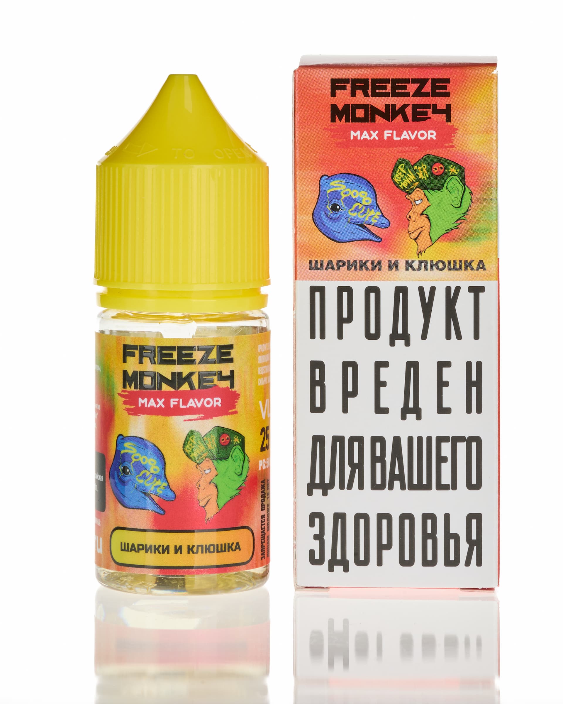 Банан Клубника – Жидкость Freeze Monkey MAX FLAVOR SALT Шарики и Клюшка 25 мл ( 15 ± 3 мг )