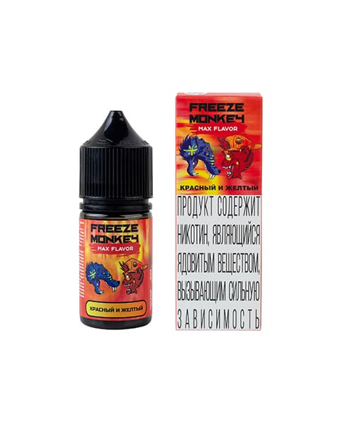 Малина Лимон – Жидкость Freeze Monkey MAX FLAVOR SALT Красный и Желтый 25 мл ( 15 ± 3 мг )