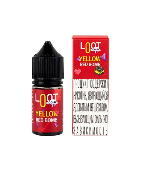 Клубника Лимон – Жидкость Loot Cold SALT Yellow Red Bomb 25 мл ( 15 ± 3 мг )