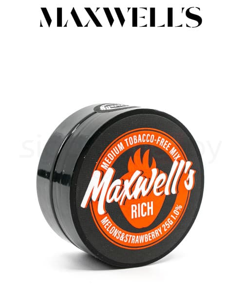 Бестабачная смесь для кальянов Maxwells - Rich ( Дыня и Клубника ) 25 г ( Medium 1% )