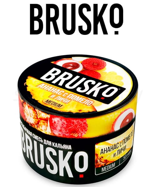 Бестабачная смесь для кальянов BRUSKO ( Ананас c Помело и Личи ) 50 г ( MEDIUM )