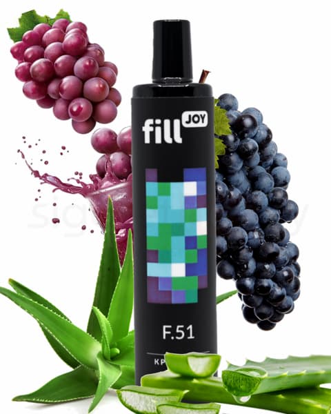 Электронная система курения ( одноразовая ) fill JOY 500 - 400 mAh - Алоэ Виноград ( F51 ) ( 2 мл. Крепость 17 ± 3 мг\ мл )