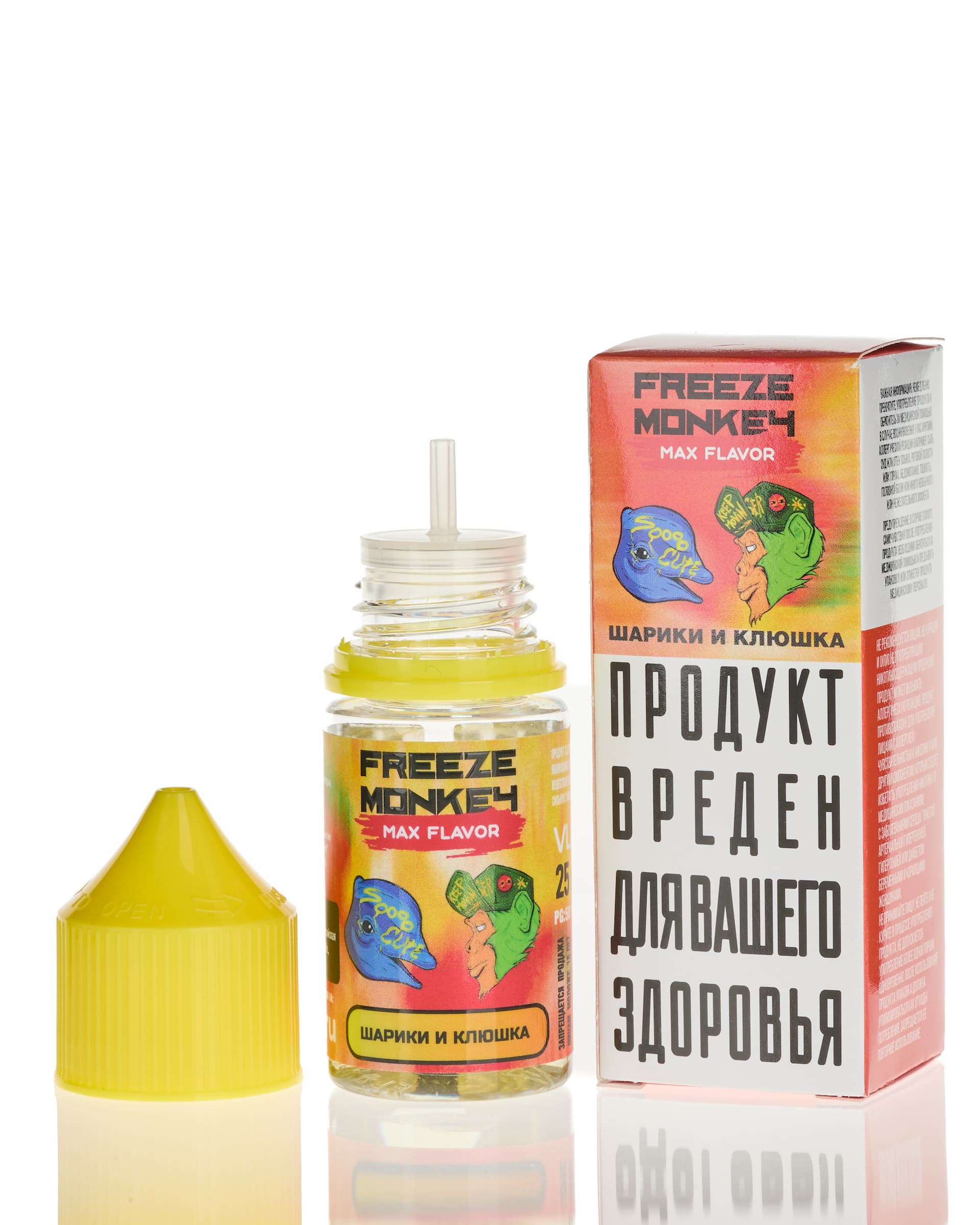 Банан Клубника – Жидкость Freeze Monkey MAX FLAVOR SALT Шарики и Клюшка 25 мл ( 15 ± 3 мг )