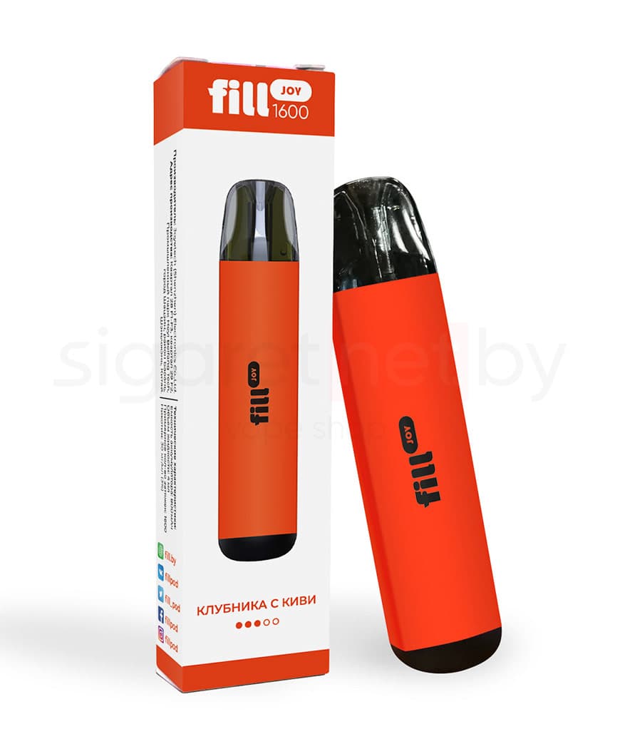 Электронная система курения ( одноразовая ) Fill JOY 1600 - 800 mAh - Клубника с Киви ( 4 мл. Крепость 30 мг\ мл )