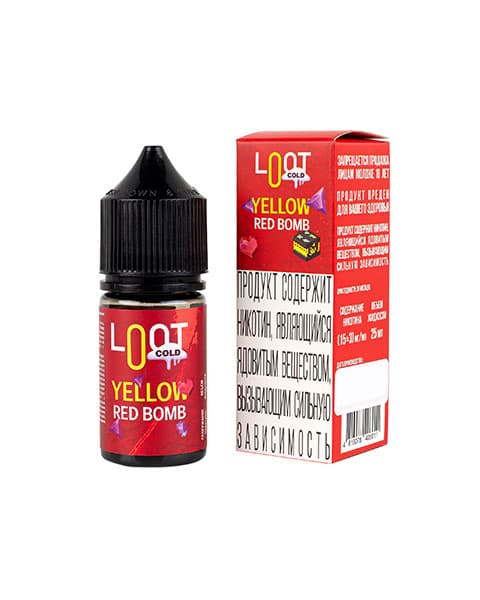 Клубника Лимон – Жидкость Loot Cold SALT Yellow Red Bomb 25 мл ( 15 ± 3 мг )
