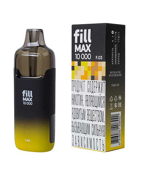 Одноразка fill MAX 10000 - 650 mAh - Лимон Имбирь ( F03 ) ( 10 мл. Крепость 17 ± 3 мг\ мл )