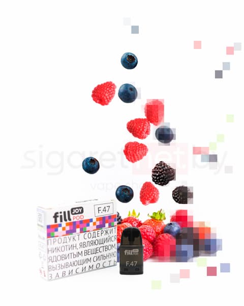 Одноразовый картридж с жидкостью для электронных систем курения fill JOY POD - Ягодный Микс ( F47 ) ( 2 мл. Крепость 17 ± 3 мг )