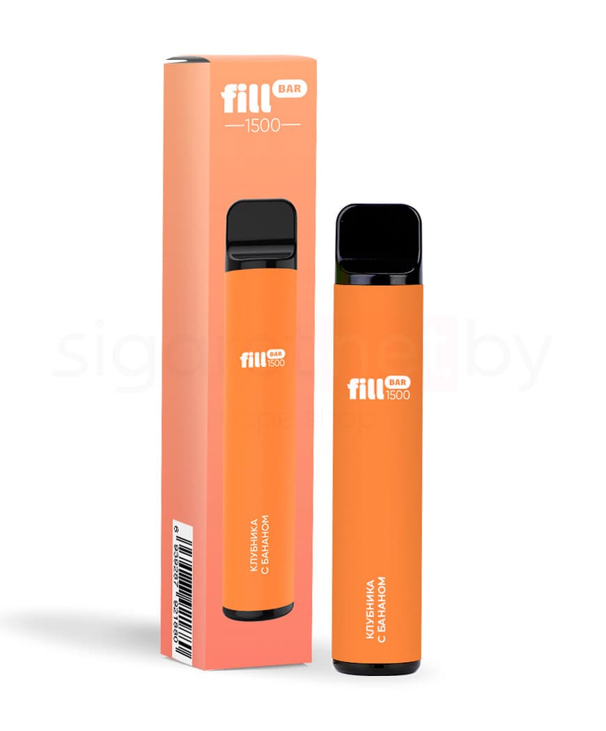 Электронная система курения ( одноразовая ) Fill Bar 1500 - 850 mAh - Клубника с Бананом ( 4,8 мл. Крепость 50 мг\ мл )