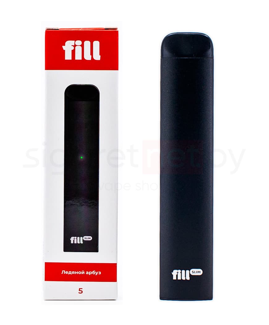 Одноразовая электронная сигарета FILL SLIM - 280mAh ( 1,8 Ом \ 1,5 мл. ) Ледяной Арбуз ( крепость 50 мг. \ мл. )