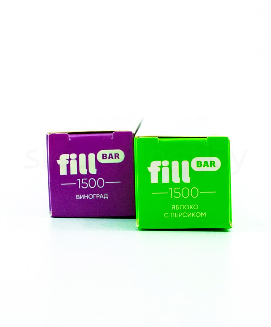 Электронная система курения ( одноразовая ) Fill Bar 1500 - 850 mAh - Яблоко с Персиком ( 4,8 мл. Крепость 20 мг\ мл )