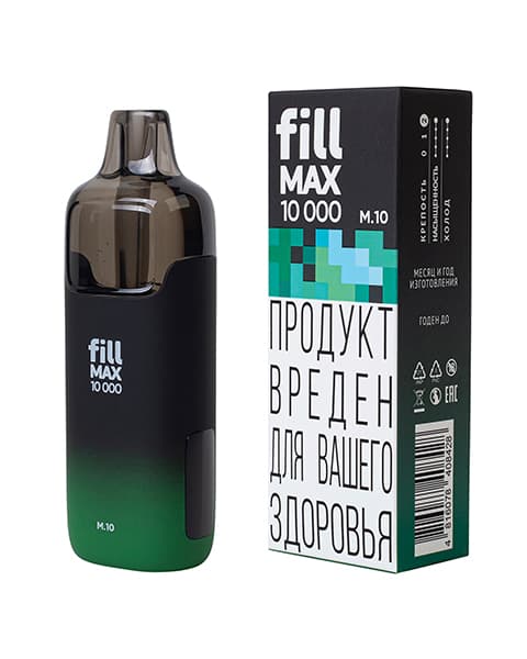 Одноразка fill MAX 10000 - 650 mAh - Мята ( M10 ) ( 10 мл. Крепость 17 ± 3 мг\ мл )