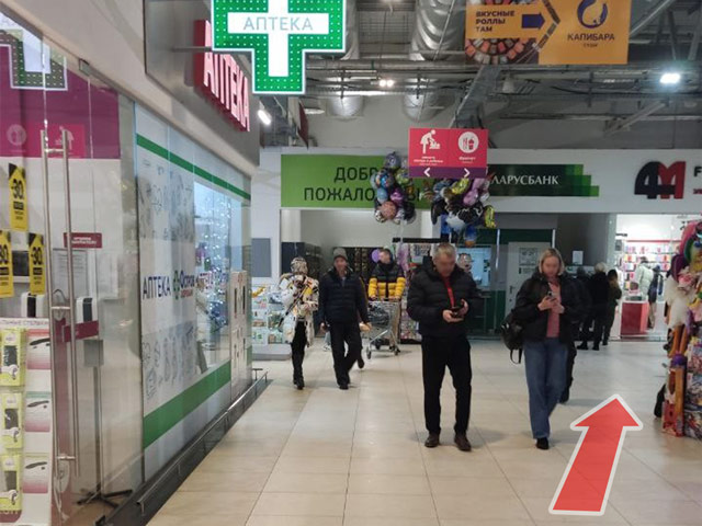 Схема прохода к магазину SigaretNet в Полоцке в ТЦ 