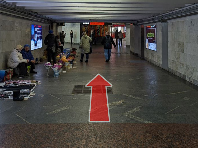 Схема прохода к магазина SigaretNet в переходе метро Пушкинская со стороны Maxbet